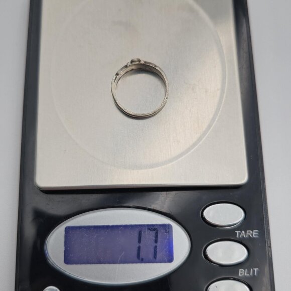 Size 6 Sterling Silver Unique Green Stone Rustic Band Ring A3591 - Picture 7 of 7